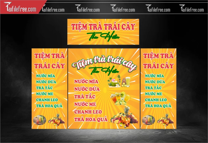 Mẫu Dcan Dán Xe Bán Hàng, Tiệm Trà Trái Cây_BH526