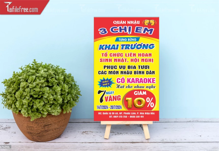 Tờ Rơi Chúc Mừng Khai Trương Quán Nhậu 3 Chị Em_BH528