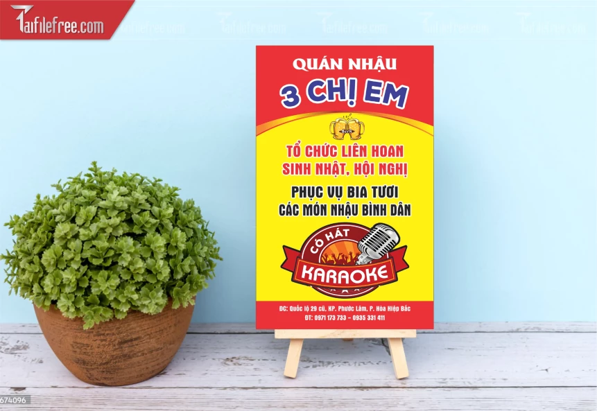 Biển Hiệu, Bảng Vẫy Quán Nhậu 3 CHị Em_BH534