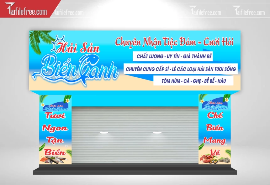 Biển Hiệu, Bảng Quảng Cáo Quán Hải Sản Biển Xanh_BH555