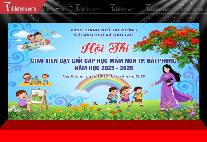 Mẫu Phông Nền Hội Thi Giáo Viên Dậy Giỏi Cấp Học Mầm Non BH588