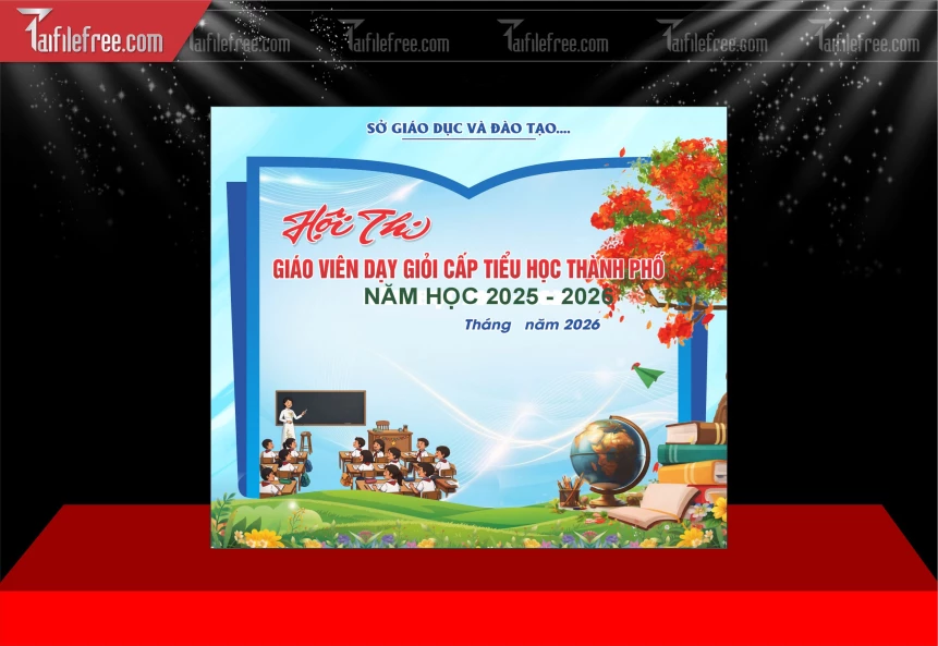Mẫu Phông Nền Hội Thi Giáo Viên Dậy Giỏi Cấp Học Tiểu Học BH616
