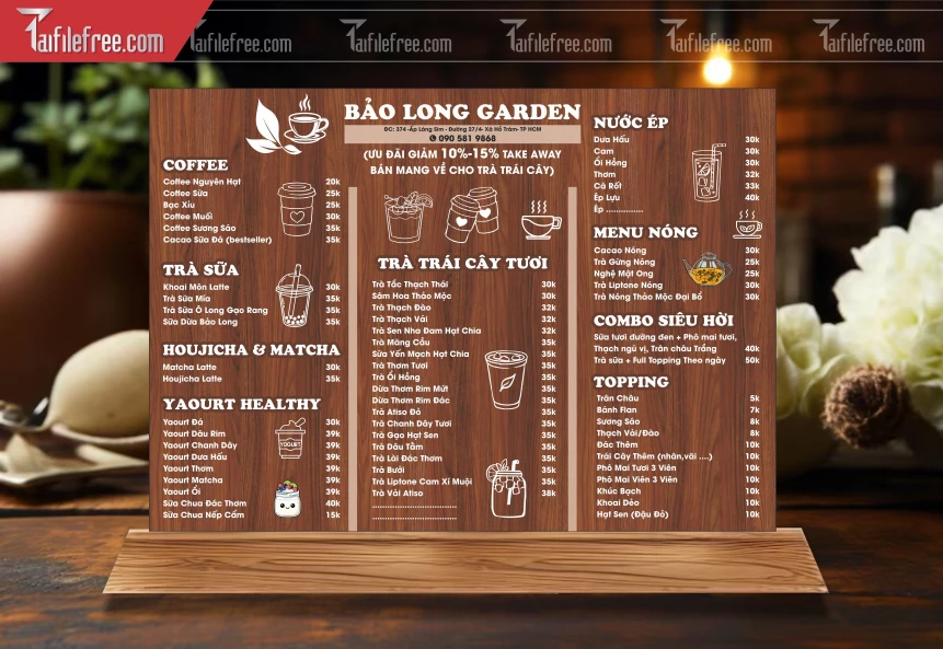 Menu Tiệm Caffe_BH618