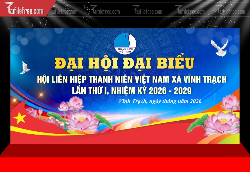 Mẫu Phông Nền Nhiệt Liệt Chào Mừng Đại Hội Đại Biểu_BH629