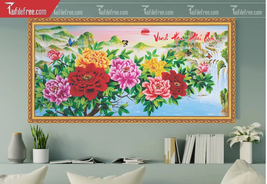 Mẫu Tranh Hoa Mẫu Đơn_BH659