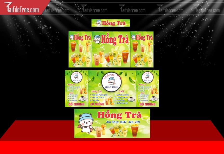 Mẫu Dcal Dán Xe Bán Hàng, Tiệm Trà Trái Cây_BH663