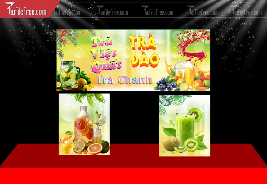 Mẫu Dcal Dán Xe Bán Hàng, Tiệm Trà Trái Cây_BH667