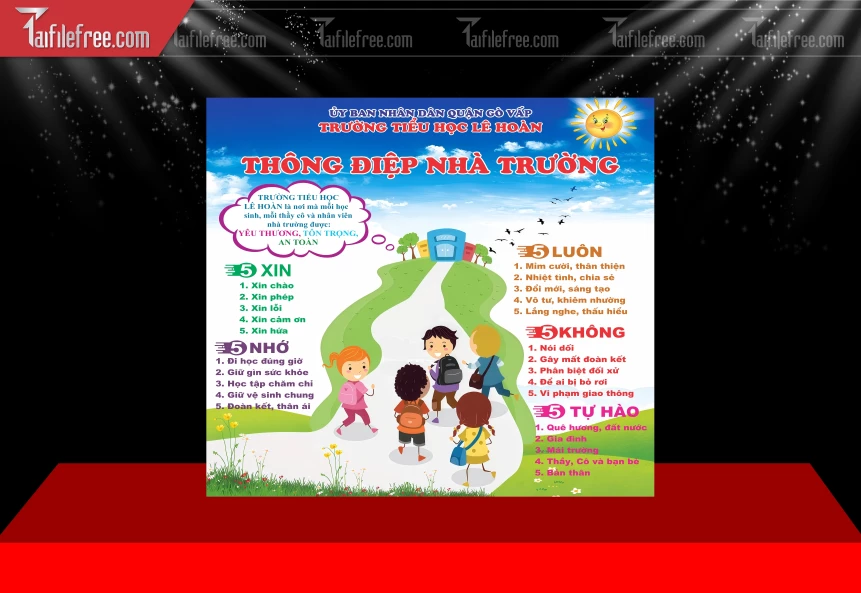 Mẫu Bảng Thông Điệp Trường Tiểu Học_BH6861