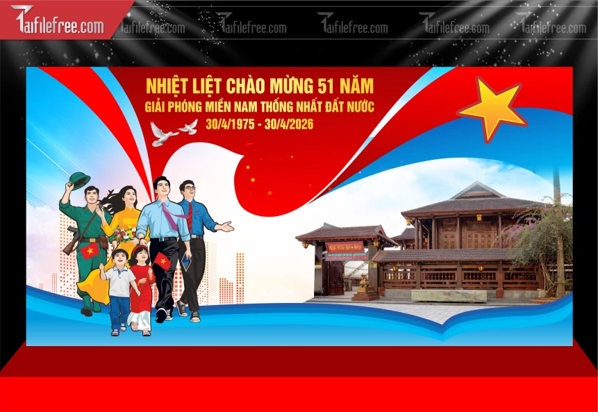Mẫu Phông Nền Lễ Mừng Giải Phóng Miền Nam 30/4 Vector_BH731
