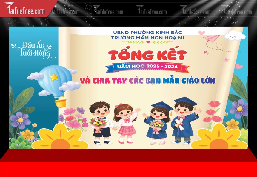 Mẫu Phông Nền Lễ Tổng Kết Trường Mầm Non Đẹp_BH884