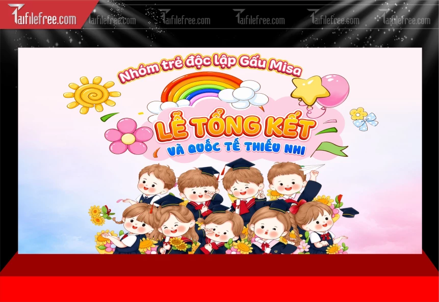 Mẫu Phông Nền Lễ Tổng Kết Trường Mầm Non Và Quốc Tế Thiếu Nhi Đẹp_BH885