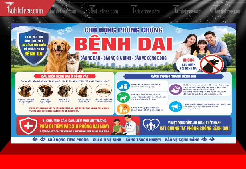 Mẫu Phông Nền Tuyên Truyền Phòng Chống Bệnh Dại_BH886