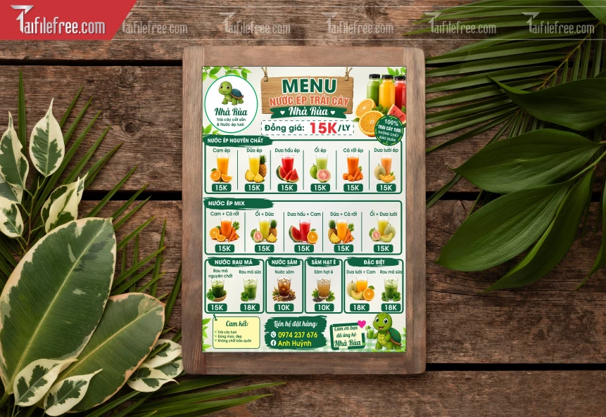 Menu Tiệm Nước Ép_BH979