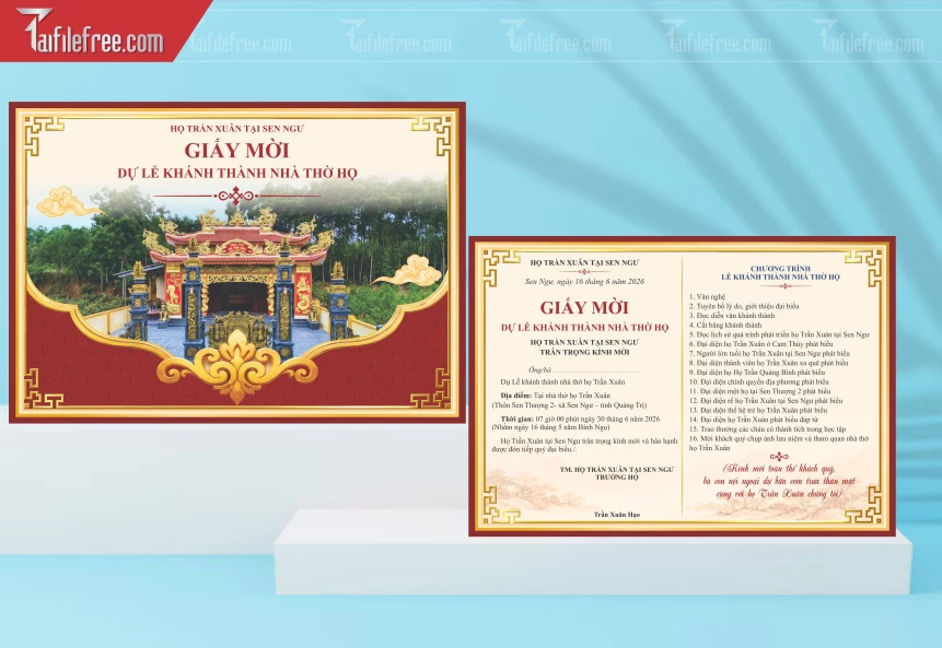 Mẫu Giấy Mời Dự Lễ Khánh Thành Nhà Thờ Họ_BH993
