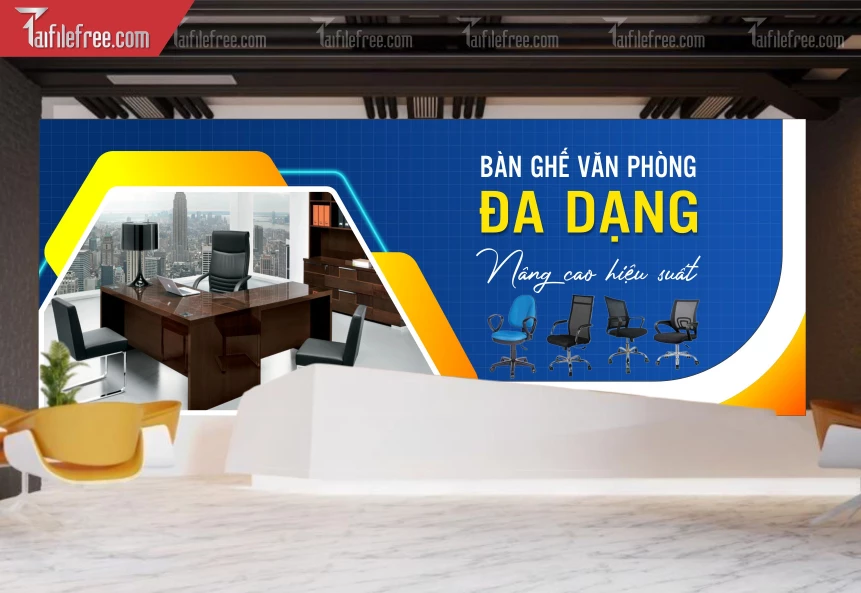 File Thiết Kế Background, Banner Bàn Ghế Văn Phòng_BR190