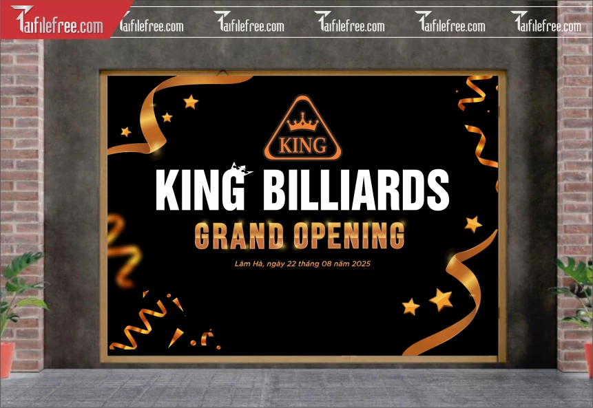 File Thiết Kế Phông Khai Trương Nền Đen Phối Cam Luxury_BR219