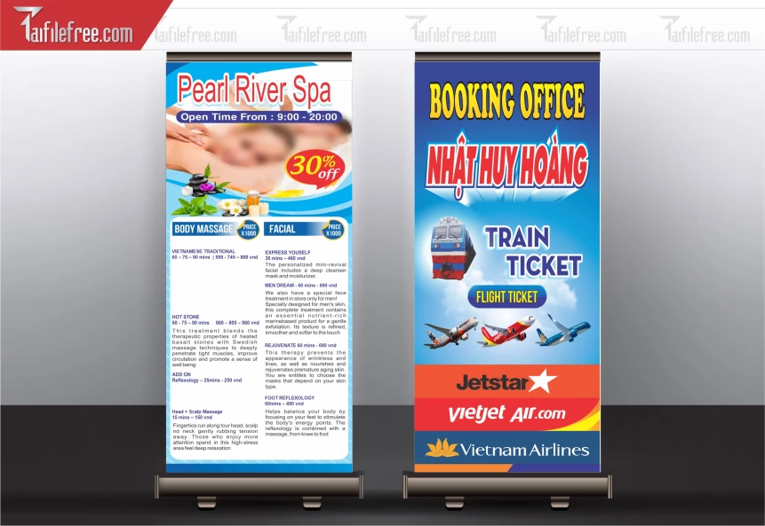 File Thiết Kế Standee Spa, Standee Đại Lý Vé Máy Bay_BR41