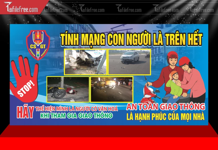 Banner Tuyên Truyền An Toàn Giao Thông Tính Mạng Con Người Là Trên Hết  CGT45
