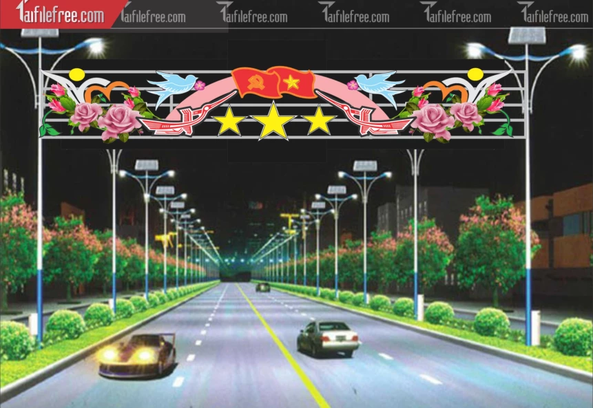 Cổng Chào Cnc Trang Trí Led Đường Phố_CNC134