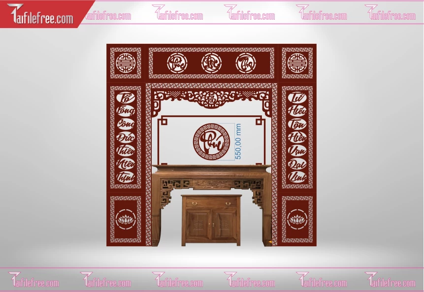 Mẫu File Vector CNC Phòng Thờ Đẹp_CNC173