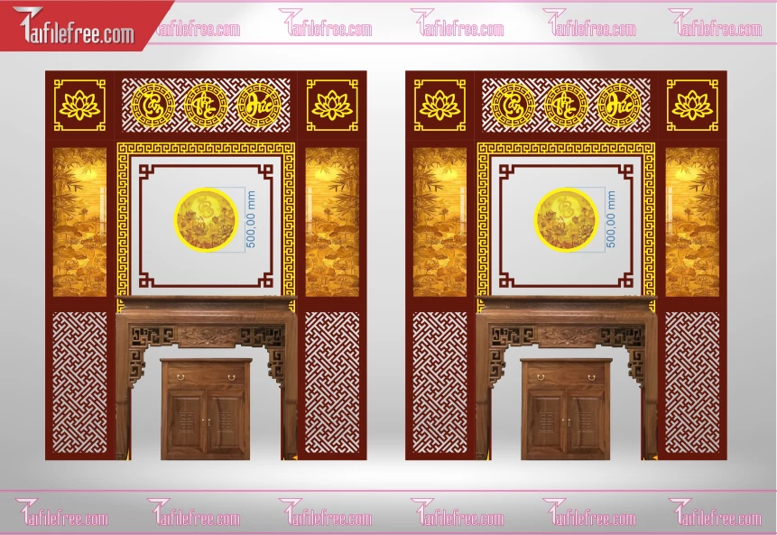 Mẫu File Vector CNC Phòng Thờ Đẹp_CNC188