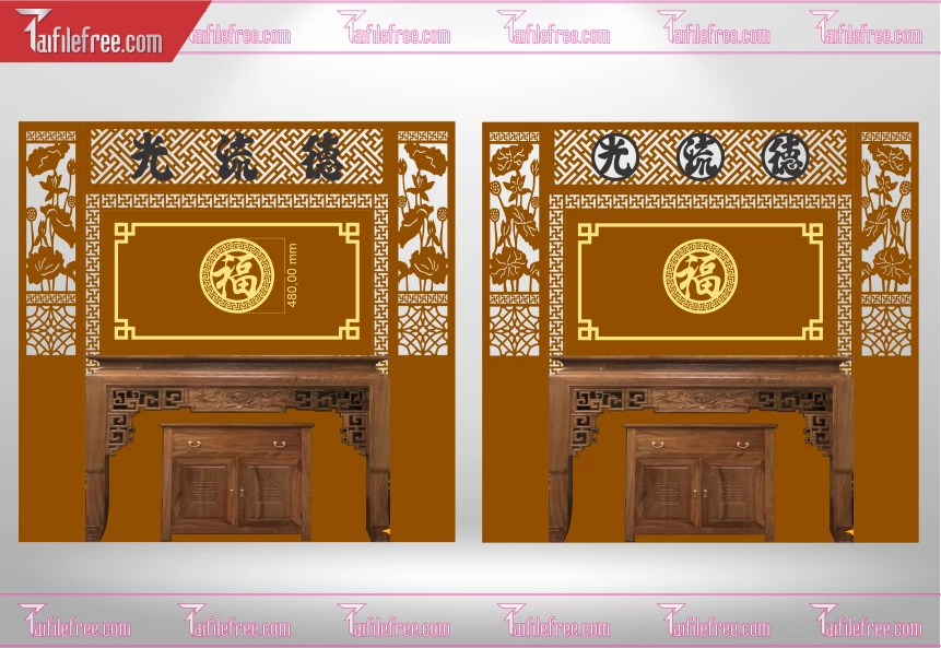 Mẫu File Vector CNC Phòng Thờ Đẹp_CNC196