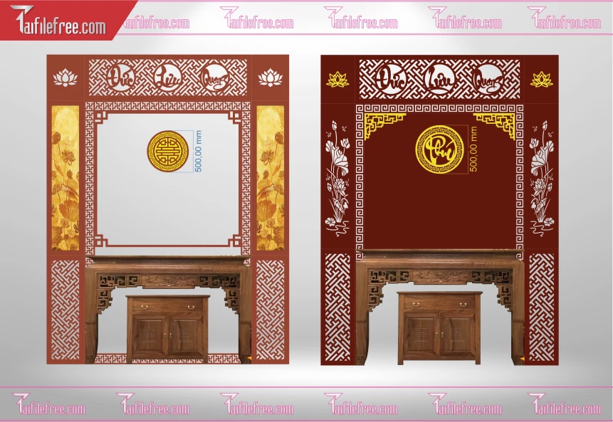 Mẫu File Vector CNC Phòng Thờ Đẹp_CNC198