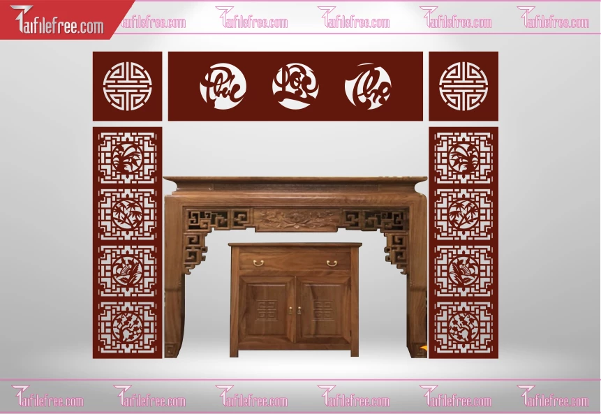 Mẫu File Vector CNC Phòng Thờ Đẹp_CNC199