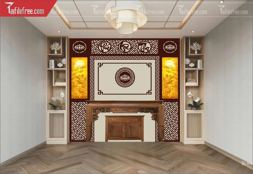 Mẫu File Vector CNC Phòng Thờ Đẹp_CNC250