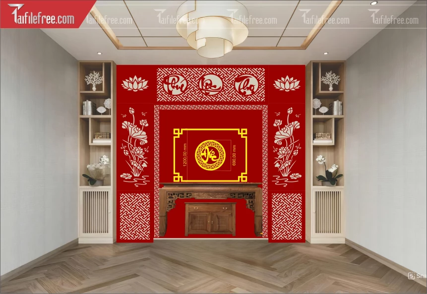 Mẫu File Vector CNC Phòng Thờ Đẹp_CNC254