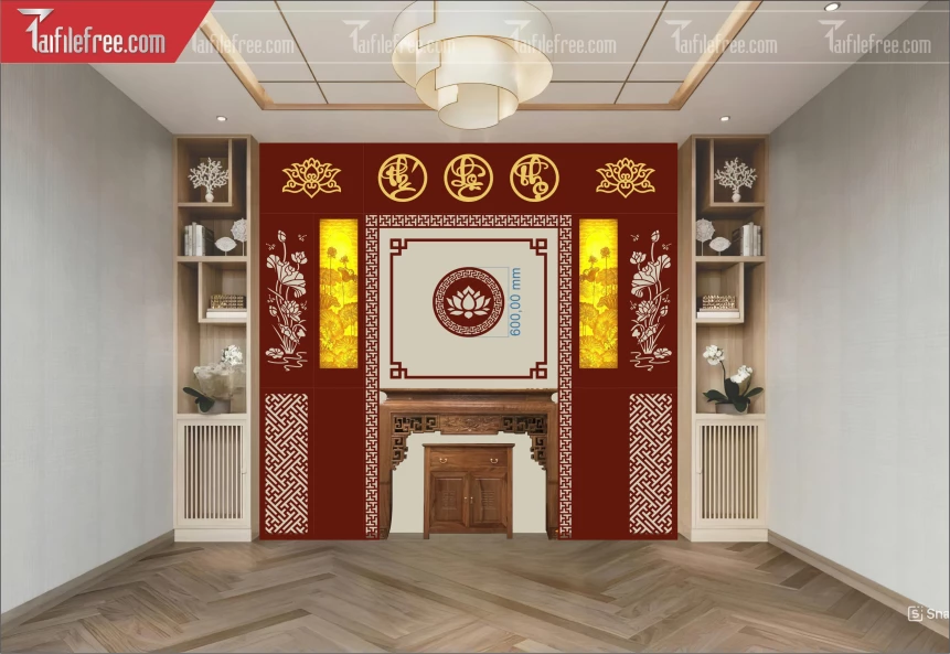 Mẫu File Vector CNC Phòng Thờ Đẹp_CNC258