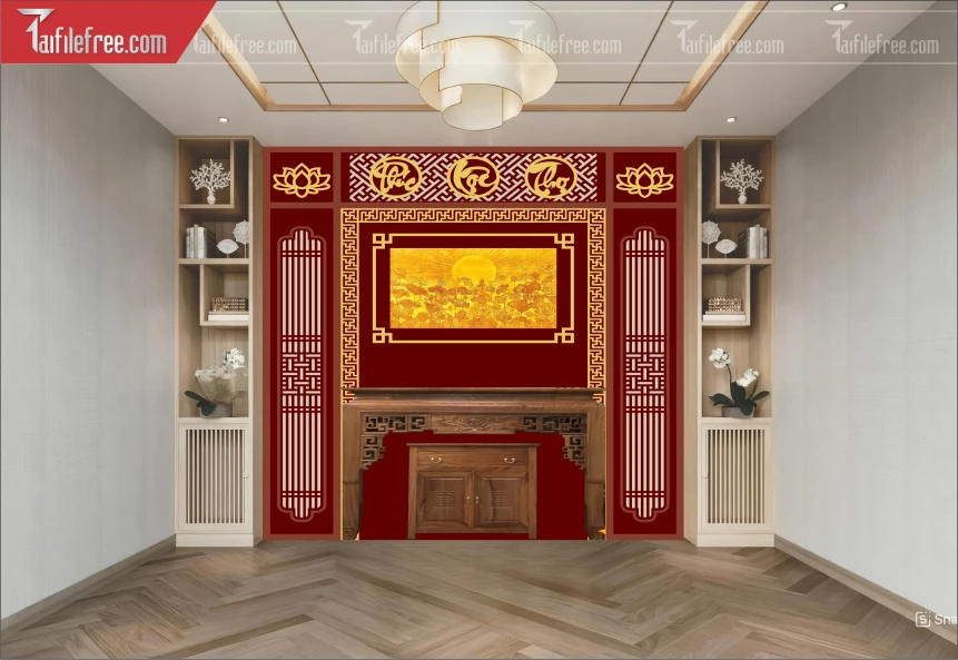 Mẫu File Vector CNC Phòng Thờ Đẹp_CNC260