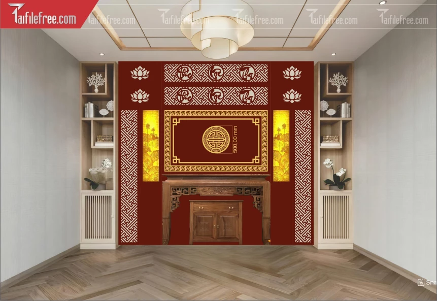 Mẫu File Vector CNC Phòng Thờ Đẹp_CNC262