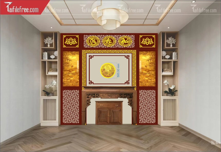 Mẫu File Vector CNC Phòng Thờ Đẹp_CNC265