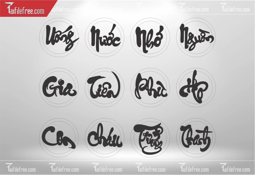 Mẫu File Vector CNC Chữ Thư Pháp Uống Nước Nhớ Nguồn Trang Trí_CNC527