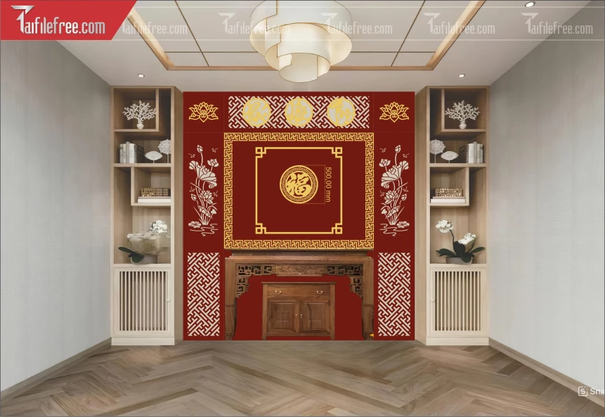 Mẫu File Vector CNC Phòng Thờ Đẹp_CNC530