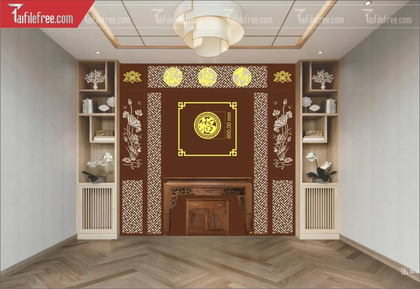 Mẫu File Vector CNC Phòng Thờ Đẹp_CNC536