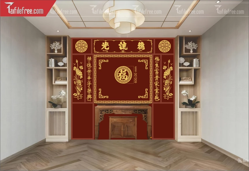 Mẫu File Vector CNC Phòng Thờ Đẹp_CNC546