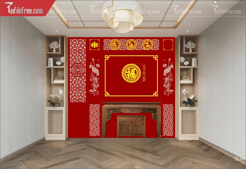 Mẫu File Vector CNC Phòng Thờ Đẹp_CNC564