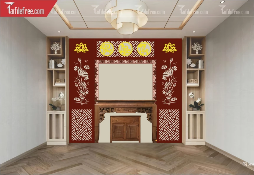 Mẫu File Vector CNC Phòng Thờ Đẹp_CNC568
