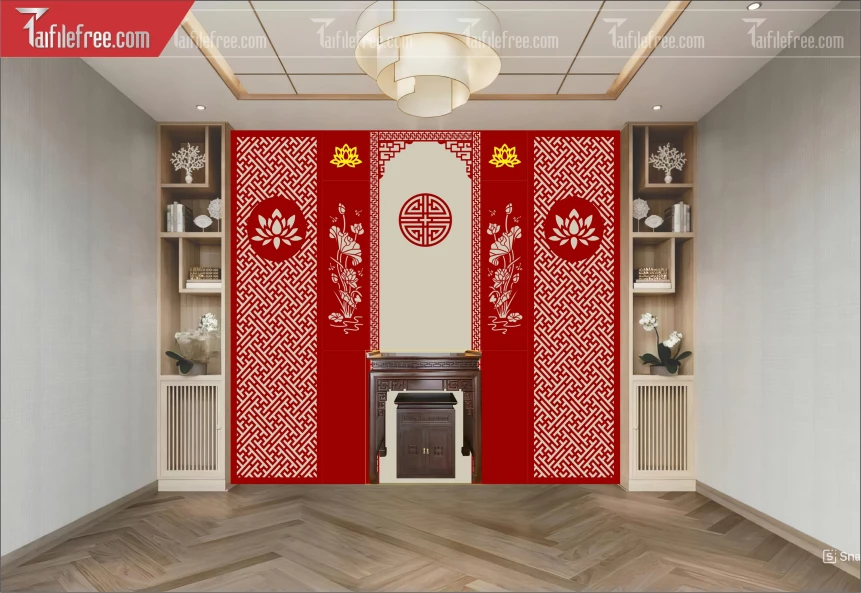 Mẫu File Vector CNC Phòng Thờ Đẹp_CNC574