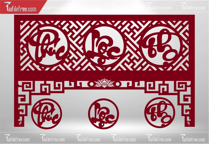 Mẫu File Vector Nền Hoa Văn Phúc Lộc Thọ Trang Trí _CNC883