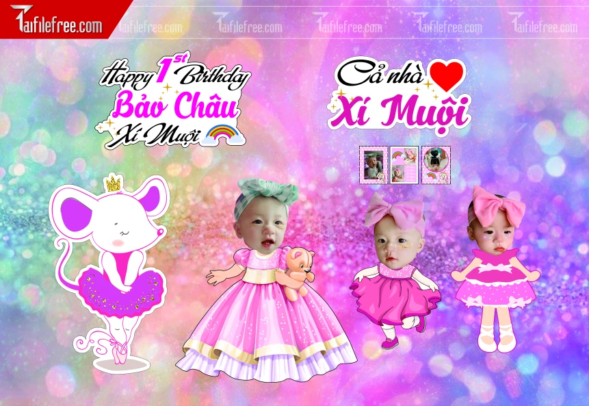 Thiết Kế Chibi Đáng Yêu Trang Trí Sinh Nhật Cho Bé_CP18