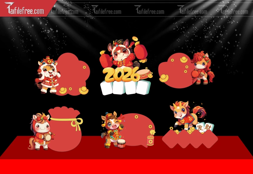 File Vector Ngựa Trang Trí  Tết Năm 2026 Đẹp CT101