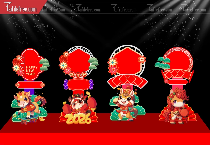 File Vector Ngựa Trang Trí  Tết Năm 2026 Đẹp CT102