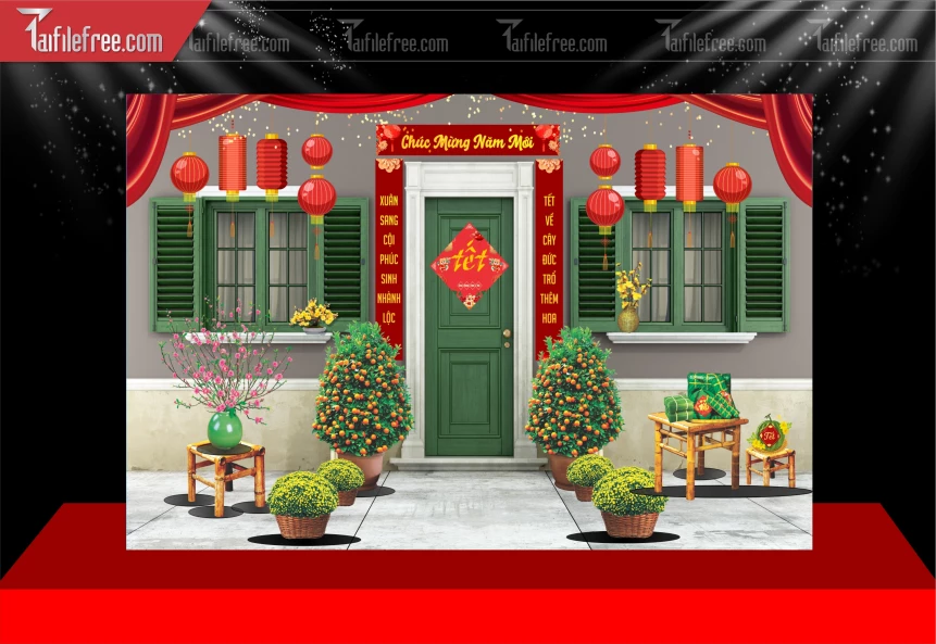 Tiều Cảnh Tết Trang Trí Tết Nguyên Đán,Tiểu Cảnh Sân Khấu_CT114
