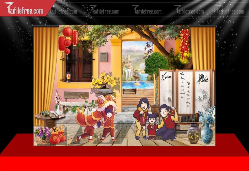 Tiều Cảnh Tết Trang Trí Tết Nguyên Đán,Tiểu Cảnh Sân Khấu_CT121