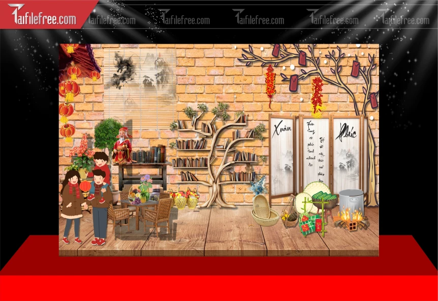 Tiều Cảnh Tết Trang Trí Tết Nguyên Đán,Tiểu Cảnh Sân Khấu_CT122