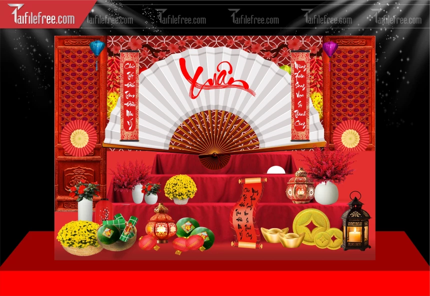 Tiều Cảnh Tết Trang Trí Tết Nguyên Đán,Tiểu Cảnh Sân Khấu_CT128