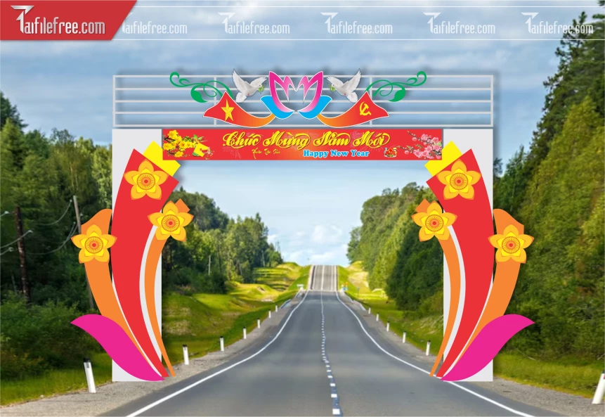 Mẫu Cổng Chào Trang Trí Tết CT36